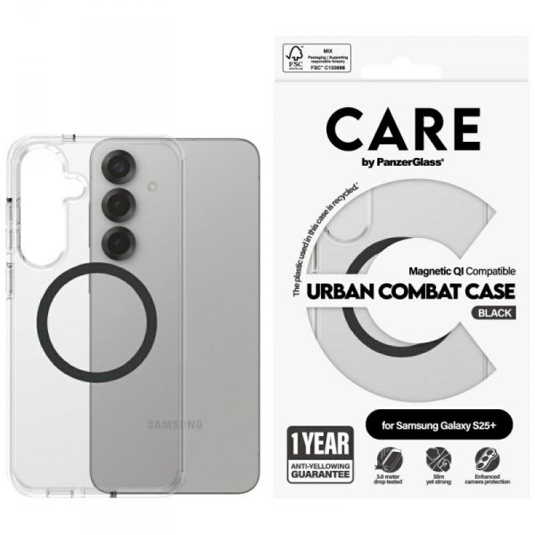 Etui CARE by PanzerGlass Flagship Urban  Combat Black QI do Samsung Galaxy S25+ przezroczysty