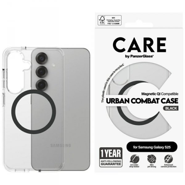 Etui CARE by PanzerGlass Flagship Urban  Combat Black QI do Samsung Galaxy S25 przezroczysty