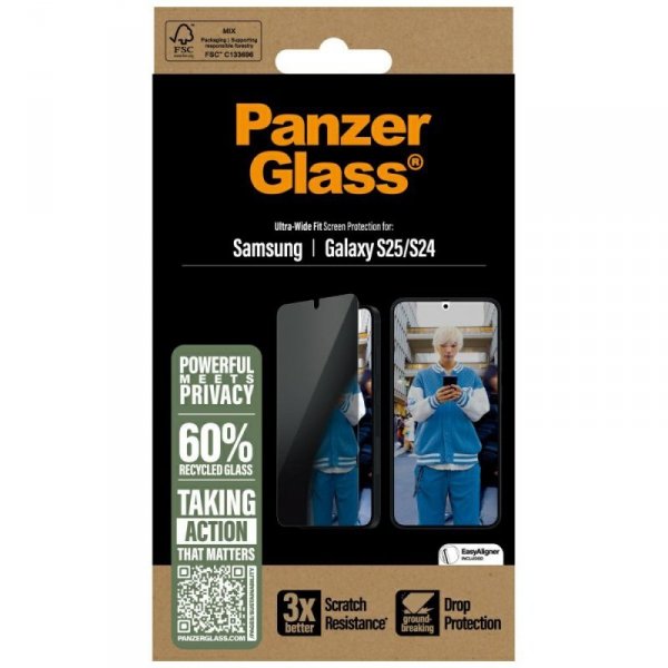 Szkło prywatyzujące PanzerGlass          Ultra-Wide Fit do Samsung Galaxy S25