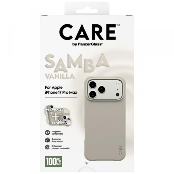 Etui CARE by PanzerGlass Fashionable     Samba MagSafe do iPhone 17 Pro Max waniliowy