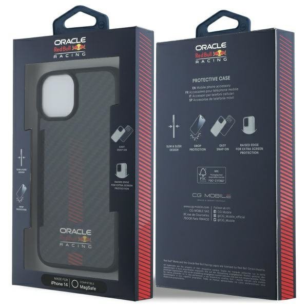 Red Bull RBHMP14S24CFGSMK iPhone 14 6.1&quot; hardcase czarny/black Carbon Fiber Power Bar MagSafe