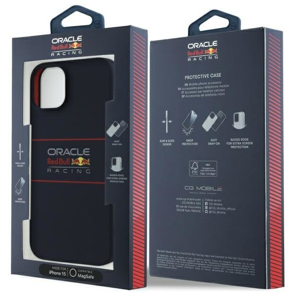Red Bull RBHMP15S24SIHSRV iPhone 15 6.1&quot; hardcase granatowy/navy Silicone Horizontal Logo MagSafe