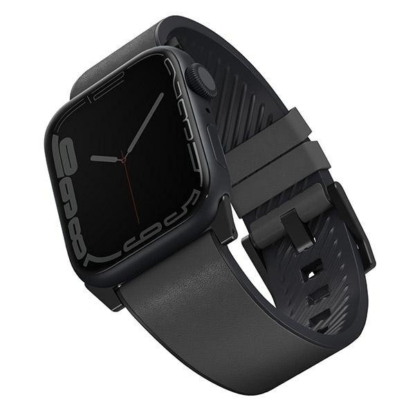 UNIQ pasek Straden Apple Watch Series    1/2/3/4/5/6/7/8/9/10/SE/SE2/Ultra/Ultra 2 42/44/45/49mm. Leather Hybrid Strap grey/szar