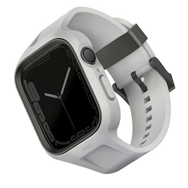 UNIQ pasek Monos 2in1 Apple Watch Strap+ Case Series 4/5/6/7/8/9/SE/SE2 44/45mm. szary/chalk grey