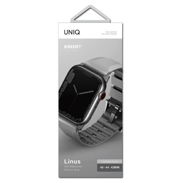 UNIQ pasek Linus Apple Watch Series 1/2/3/4/5/6/7/8/9/SE/SE2/Ultra/Ultra 2 42/44/45/49mm. Airosoft Silicone szary/chalk grey