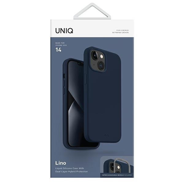 UNIQ etui Lino iPhone 14 / 15 / 13 6,1&quot;niebieski/marine blue