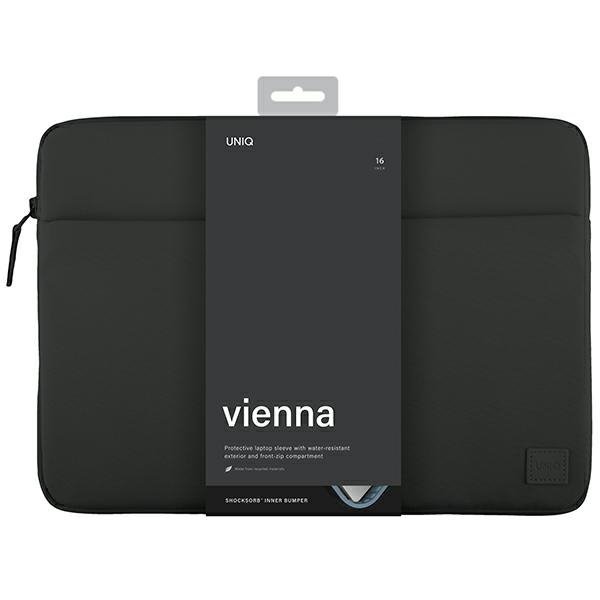 UNIQ etui Vienna laptop Sleeve 16&quot; czarny/midnight black Waterproof RPET