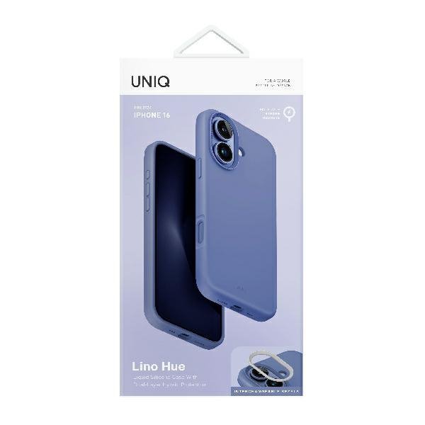 UNIQ etui Lino Hue iPhone 16 6.1&quot;Magclick Charging niebieski/pearl blue