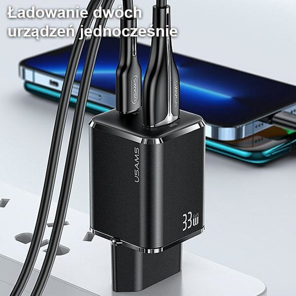 USAMS Ład. siec. 1xUSB-C+1xUSB T43 33W(only head) PD3.0 +QC3.0 Fast Charging biały/white CC144TC02 (US-CC144)