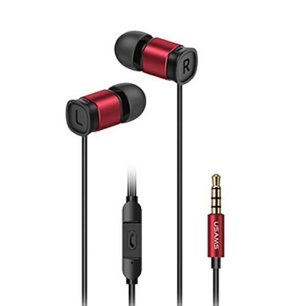 USAMS Słuchawki stereo EP-46 jack 3,5 mm czerwony/red 1,2m HSEP4602