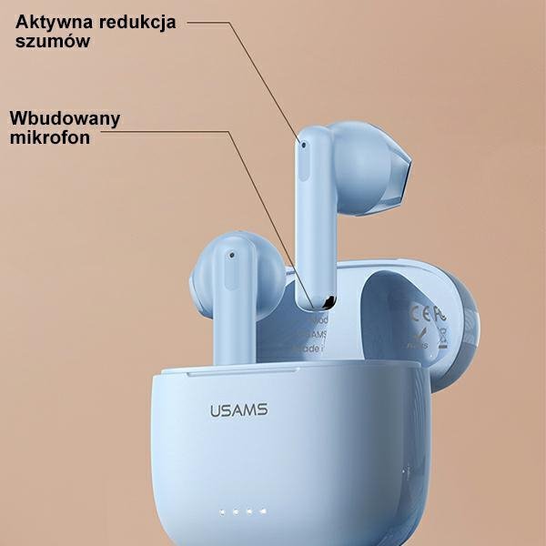 USAMS Słuchawki Bluetooth 5.3 TWS US14 Series Dual mic bezprzewodowe białe/white BHUUS02