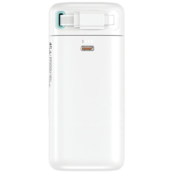 USAMS Powerbank ze zwijanym kablemRetractable Lightning 18000 mAh PD45W Fast Charge XMF Series biały/white 20KCD21702 (US-CD217)