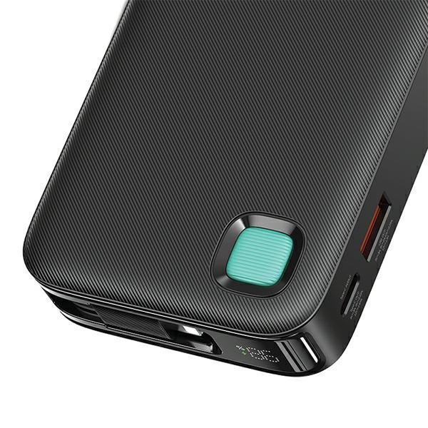 USAMS Powerbank ze zwijanym kablemRetractable Lightning 10000 mAh PD 20W Fast Charge XY Series czarny/black 10KCD22501 (US-CD225