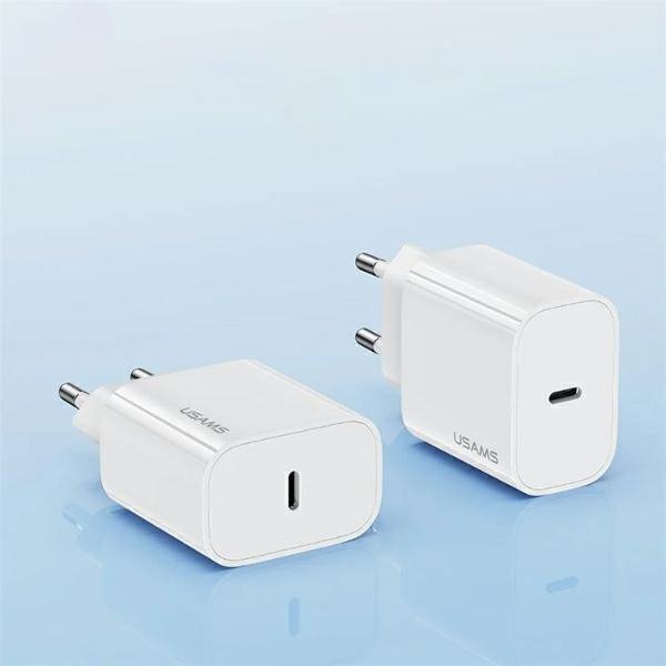 USAMS Ład. siec. 1xUSB-C T65 PD20WPD Fast Charging US-CC226 + kabel USB-C/USB-C US-SJ711 60W biały/white Yi Series OYXLTZ01