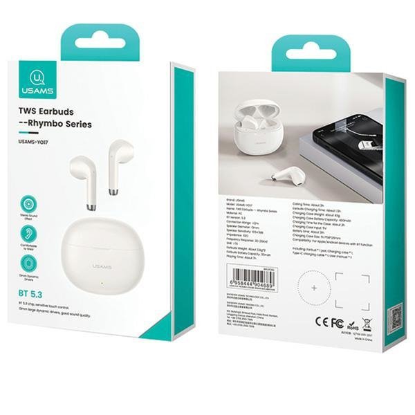 USAMS Słuchawki Bluetooth 5.3 TWSRhymbo Series bezprzewodowe niebieski/blue BHUYO03 (US-YO17)