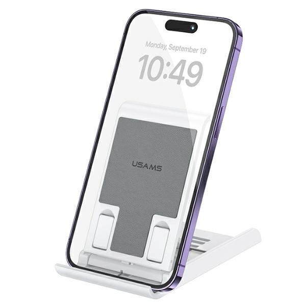 USAMS Składany stojak biurkowy natelefon/tablet biały/white ZJ073ZJ02 (US-ZJ073)