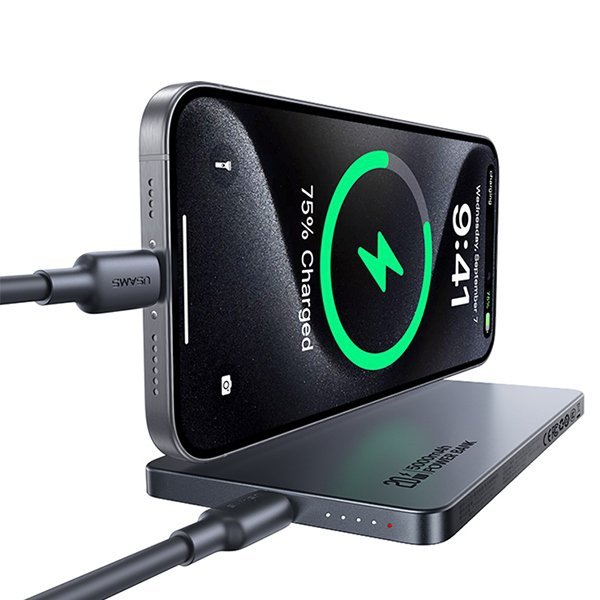 USAMS Powerbank indukcyjny 5000mAh 20W   PD Fast Charge biały/white CY Series 5KCD23103 (US-CD231)