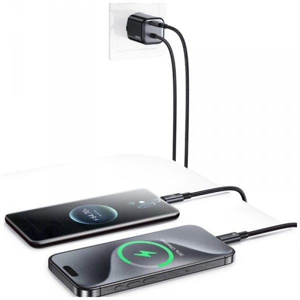 Ładowarka sieciowa USAMS JC Series CC261 20W GaN Mini Fast Charger 2xUSB-C czarny