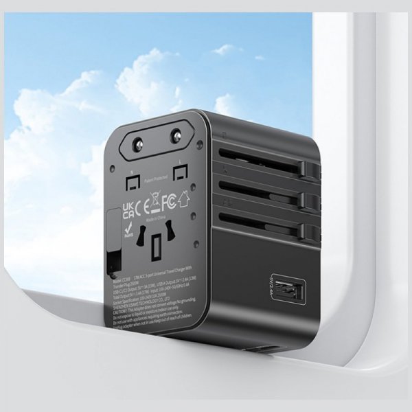 Ładowarka sieciowa USAMS Travel Adapter  CC308 USB-C + USB-A 17W 4w1 US/AU/EU/UK czarny