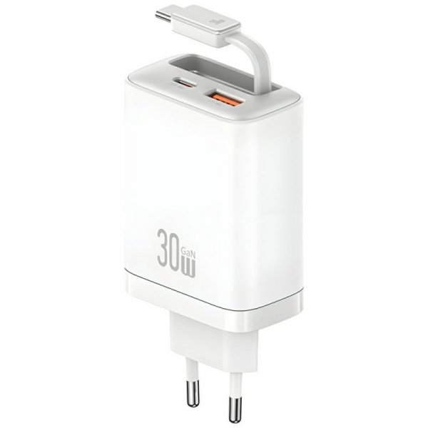 Ładowarka sieciowa USAMS Xiang Series    CC296 30W 1xUSB-C 1xUSB-A + kabel USB-C biały