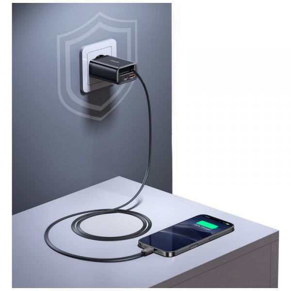 Ładowarka sieciowa USAMS Xiang Series    CC299 65W 1xUSB-C 1xUSB-A + kabel USB-C czarny