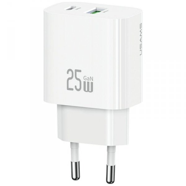 Ładowarka sieciowa USAMS CC315 T65 25W   1xUSB-C 1xUSB-A Fast Charging biały