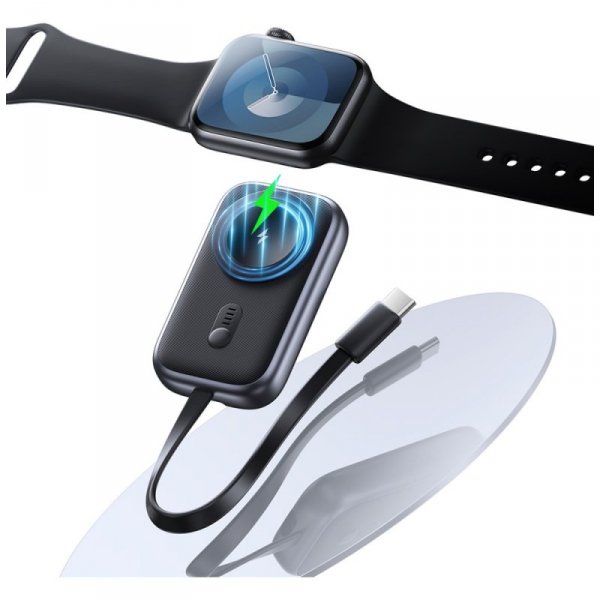 Ładowarka indukcyjna 2w1 Usams CD245 do  Apple Watch z powerbankiem 1200mAh + kabel USB-C titanium