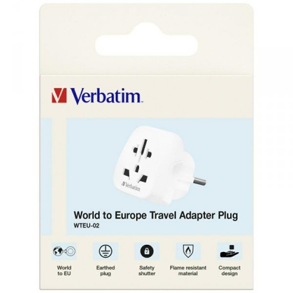 Verbatim Adapter podróżny EU/UK/USWTEU-02 biały/white 49549