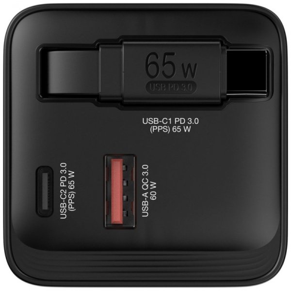 Verbatim Ładowarka sieciowa GaN 65W      2xUSB-C/USB-A + Adapter EU/UK/US czarny/black 32217
