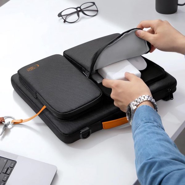 Pancerna Torba Tech-Protect Defender do Laptopa 13 14 cali Wodoodporna (MacBook NEO, Pro, Air 13") Black/Orange