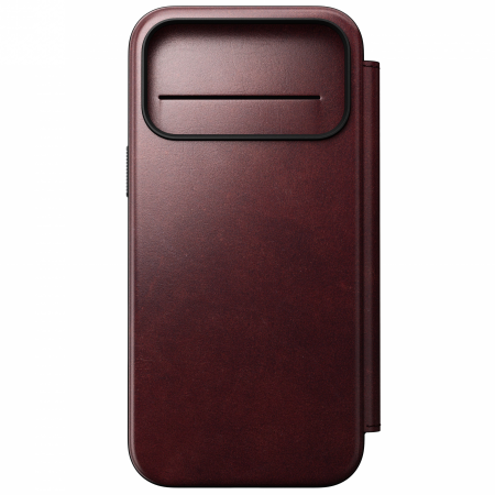 NOMAD Modern Leather Folio - skórzane etui do iPhone 17 Pro Max kompatybilne z MagSafe, skóra Horween (burgundy)