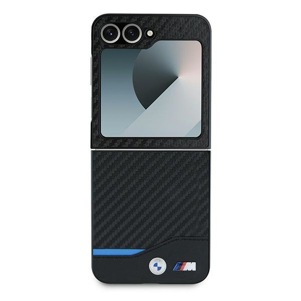 Etui BMW do Samsung Galaxy Z Flip6 – Hardcase Carbon Blue Line, Czarne