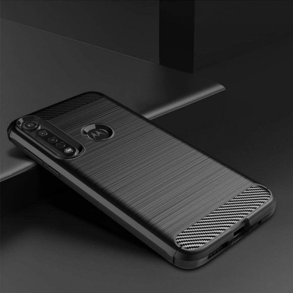 Carbon Case elastyczne etui pokrowiec Motorola G8 Plus czarny