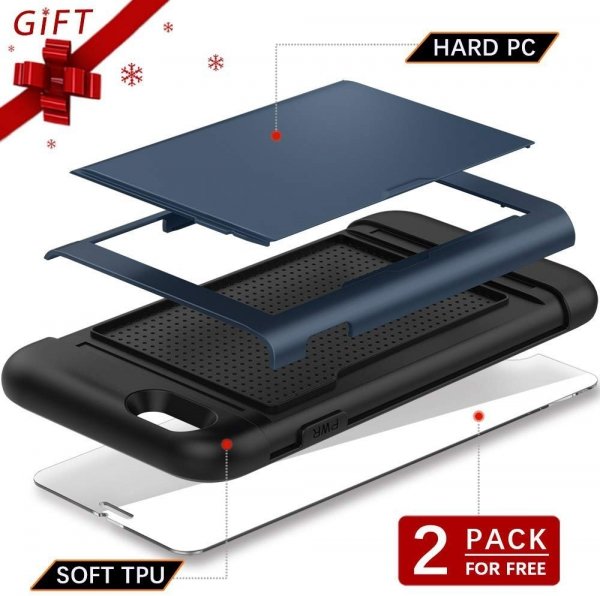 Dual Rugged Case Card Slide - Pancerne etui - iPhone 6 Plus (dark-blue)