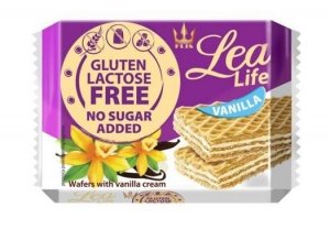 Wafle waniliowe bez glutenu, laktozy i bez dodatku cukru Lea Life, 95g