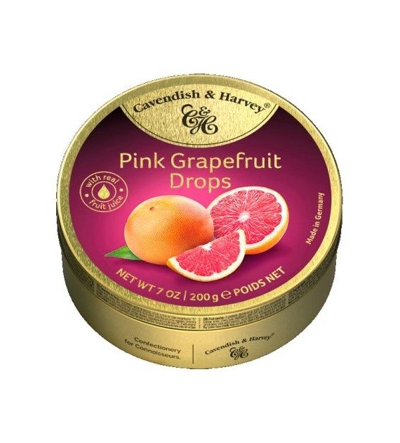Cavendish &amp; Harvey Pink Grapefruit Drops Ladrynki o smaku Grejfruta 200g
