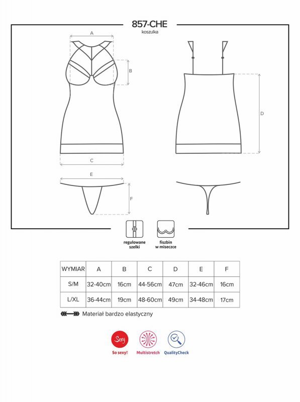 Bielizna-857-CHE-1 koszulka i stringi  S/M