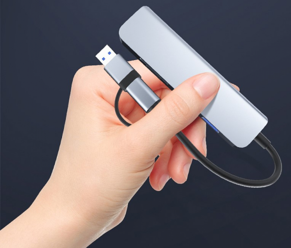 Adapter 5w2 USB/Type-C to USB3.0+USB2.0*2+SD/TF