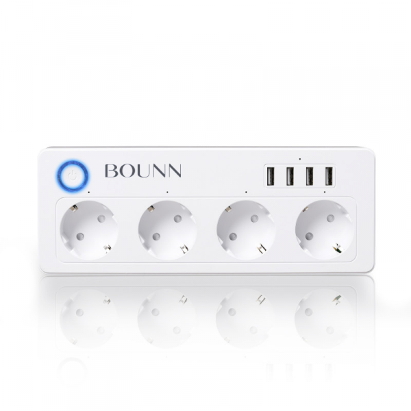 Bounn Inteligentny przedłużacz z WiFi 4xEU + 4x USB