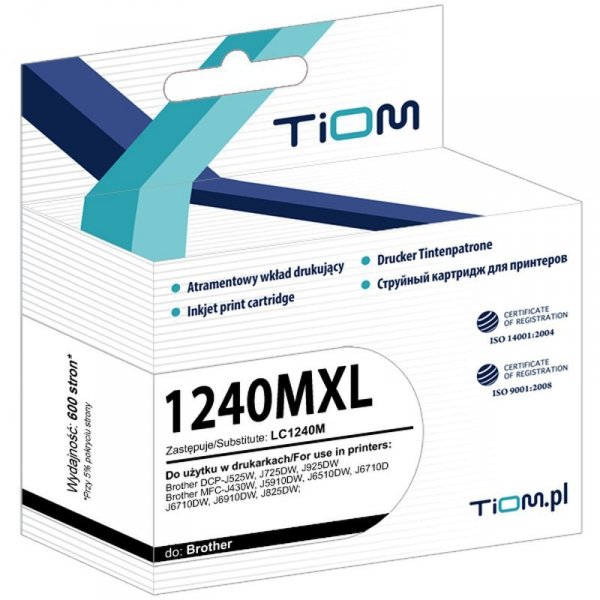 Tusz Tiom do Brother 1240MXL | LC1240M | 600 str. | magenta