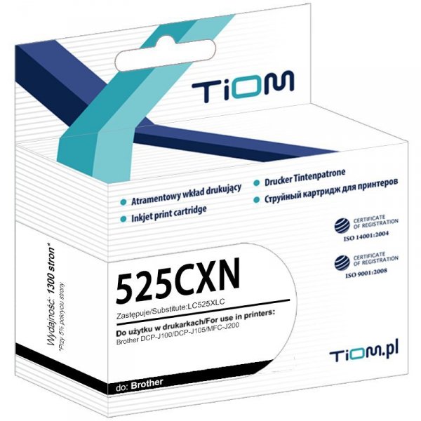 Tusz Tiom do Brother 525CXN | LC525XLC | 1300 str. | cyan