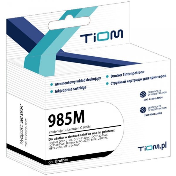 Tusz Tiom do Brother 985M | LC985M | 260 str. | magenta