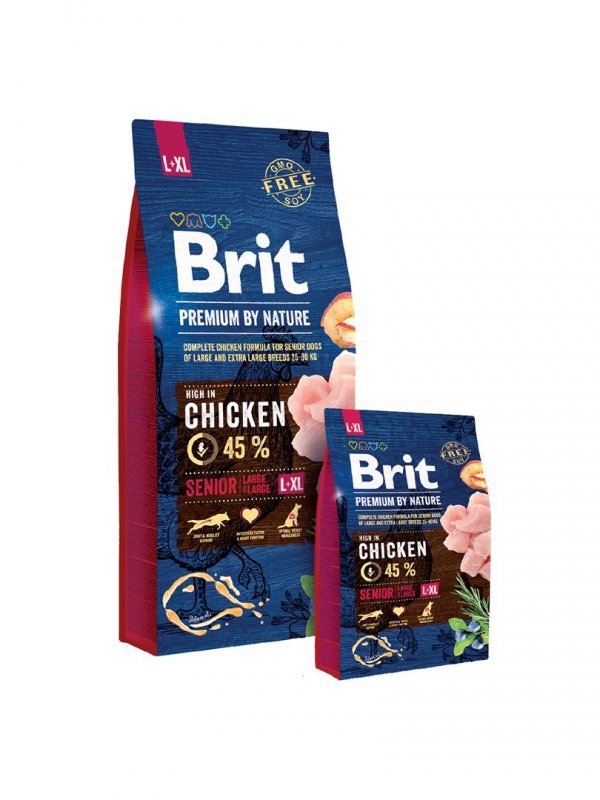 BRIT PREMIUM BY NATURE Senior L-XL - sucha karma z kurczakiem dla psów starszych ras dużych i olbrzymich - 15 kg