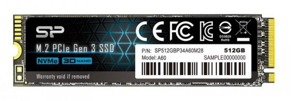 Dysk SSD Silicon Power A60 512GB M.2 PCIe NVMe Gen3x4 TLC 2200/1600 MB/s (SP512GBP34A60M28)