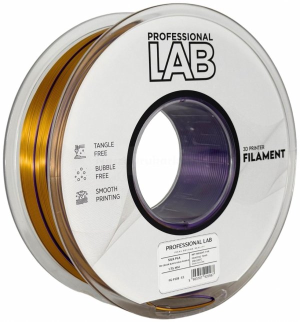 Filament 3D PLA Silk 1.75mm 1kg Tri Color black gold purple