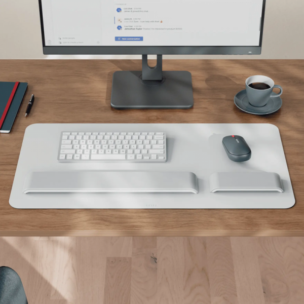 Mata na biurko skórzana 700x360mm jasnoszara 53850085 LEITZ