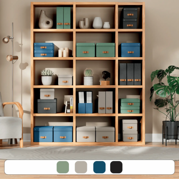 Pudełko do przechowywania Puro z pokrywką średnie niskie 8l (2szt) czarne 61480095 LEITZ