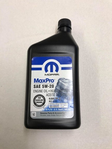 5W20 Mopar Engine Oil 0.946L 68218890AB MS-6395 for Jeep Chrysler Dodge