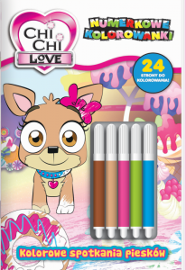 Kolorowe spotkania piesków. Chi Chi love. Numerkowe kolorowanki
