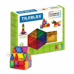 Tileblox. Zestaw tęczowy. 30 elementów Z TABLICĄ MAGNETYCZNĄ